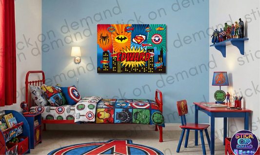 Personalised Superhero Name Poster, Custom Cartoon A3 Print