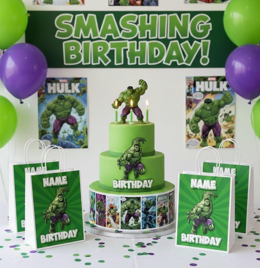 Personalised Small  Hulk   Party Favor Bag – Birthday Theme - Birthday Bag / Hulk    Party Favors Bag - SuperHeroe Party