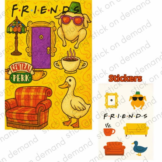 Friends Mini Notebook & Stickers, Handmade Kraft Cover