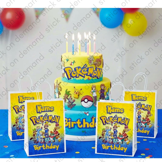 Personalised Small Pokemon Party Favor Bag – Birthday Theme - Birthday Bag / Pokemon Party Favors Bag