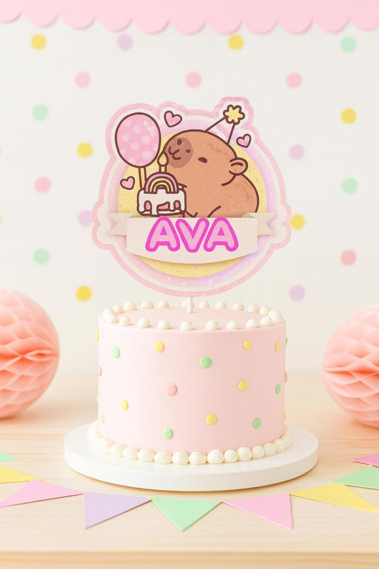 Personalised 3D Capybara Birthday Cake Topper – Personalized Name – Glitter  Border Only - Capybara Topper