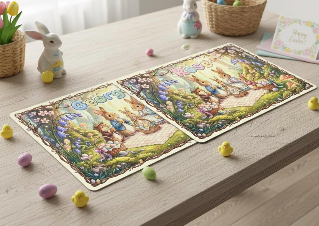 Personalised  Easter  Placemat &  Coaster –Personalised -  Easter Decor   , Kids Tableware – Custom Designs Available