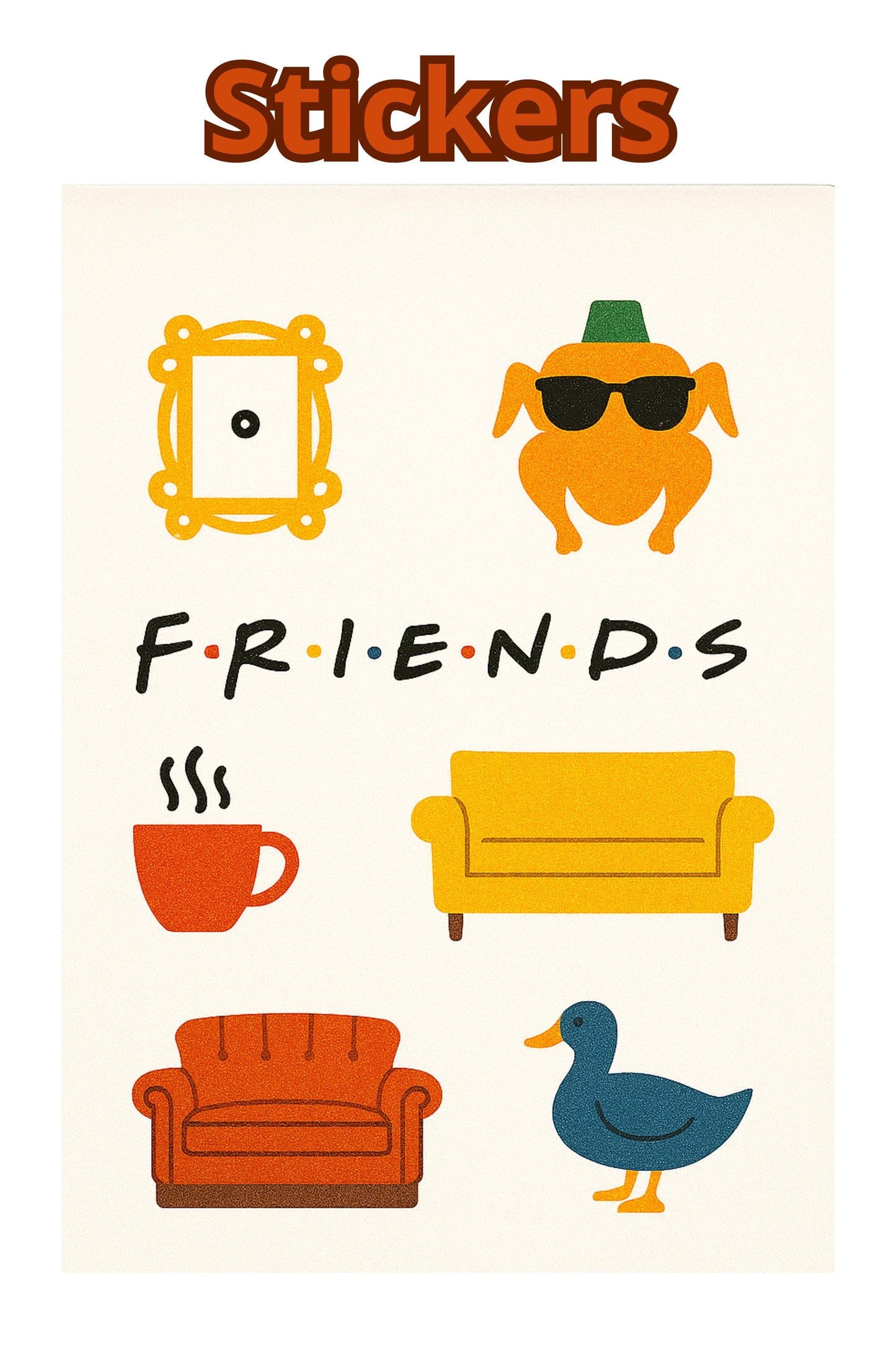 Friends Mini Notebook & Stickers, Handmade Kraft Cover