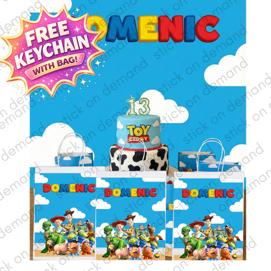 Custom Birthday Party Gift Bag Design, Personalized Space Cowboy and Astronaut Favor Bag, Toy Story Party , Cartoon Theme Party Supplies