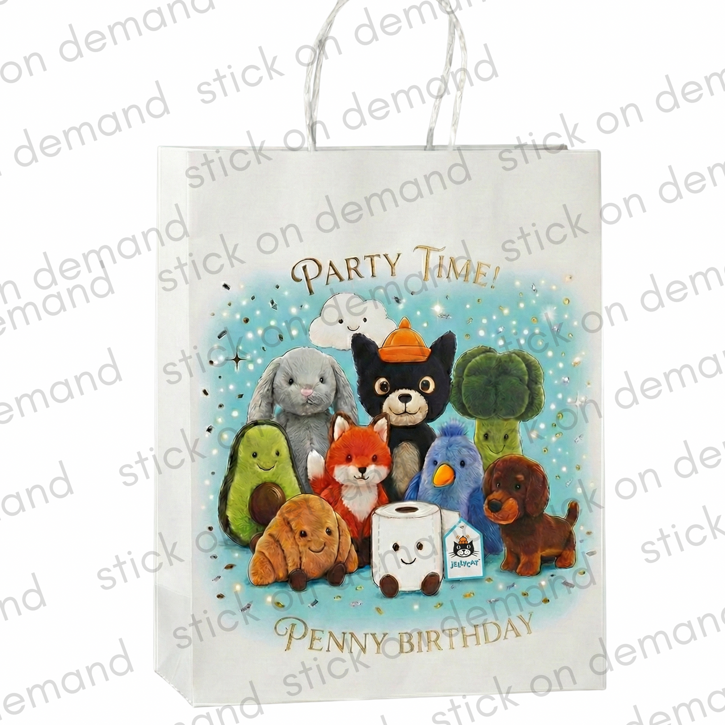 Personalised Small Jellycat    Party Favor Bag – Birthday Theme - Birthday Bag