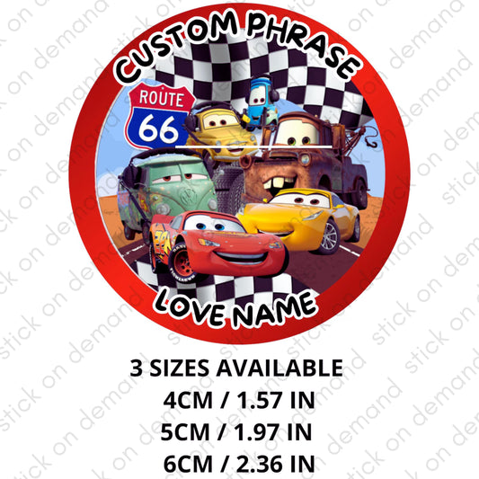 Personalised Custom Phrase Thank You Stickers – Cars   Party Favor Labels - Cars    Thank You Stickers -Cars Party