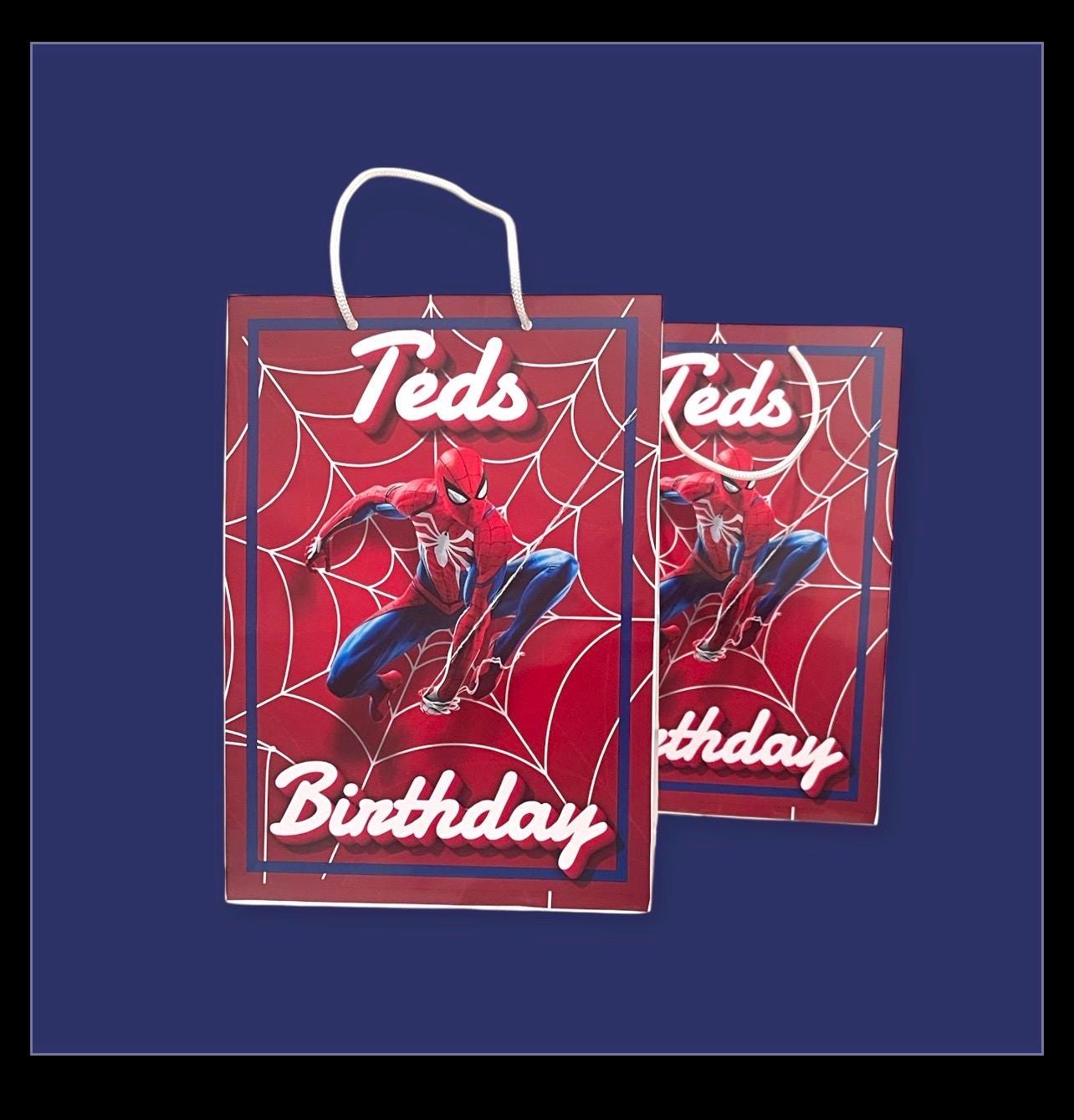 Personalised Small  Spider  Party Favor Bag – Birthday Theme - Birthday Bag / Spider  Party Favors Bag