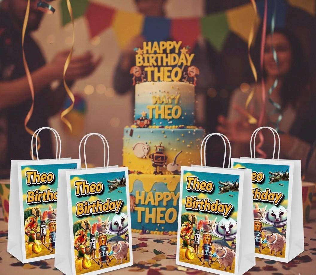 Personalised Small  Italian Brainrot   Party Favor Bag – Birthday Theme - Birthday Bag / Italian Brainrot  Party Favors Bag