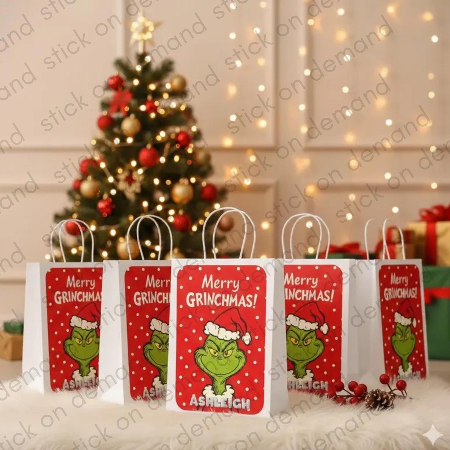 Personalised Small Grinch Christmas Bag – Personalised Name
