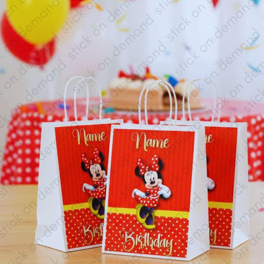 Personalised Small minnie mouse  Party Favor Bag – Birthday Theme - Birthday Bag /  minnie mouse  Party Favors Bag -