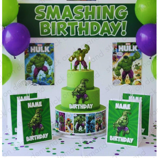 Personalised Small  Hulk   Party Favor Bag – Birthday Theme - Birthday Bag / Hulk    Party Favors Bag - SuperHeroe Party