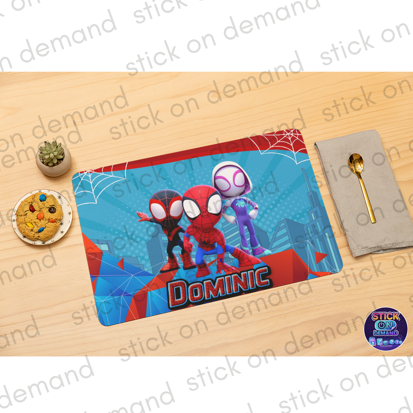 Personalised Placemat & Coaster Spidey  Tableware – Custom Designs Available -