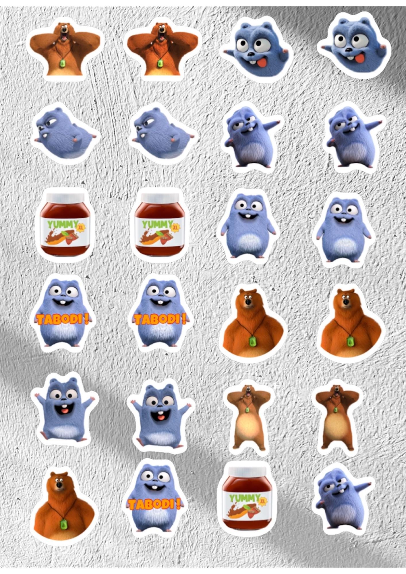 Grizzly  Bear Waterproof Stickers - Lemmings Theme, Gift Kit - Party Kit and more