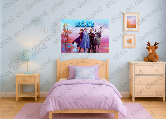 Personalised Frozen A3 Poster / Custom Cartoon with Child’s Name / Printed on Premium Matte Paper / Frame not Included