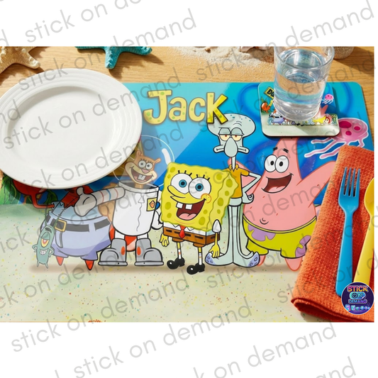 Personalised Cartoon  Placemat & Coaster  - Tableware – Custom Designs Available -