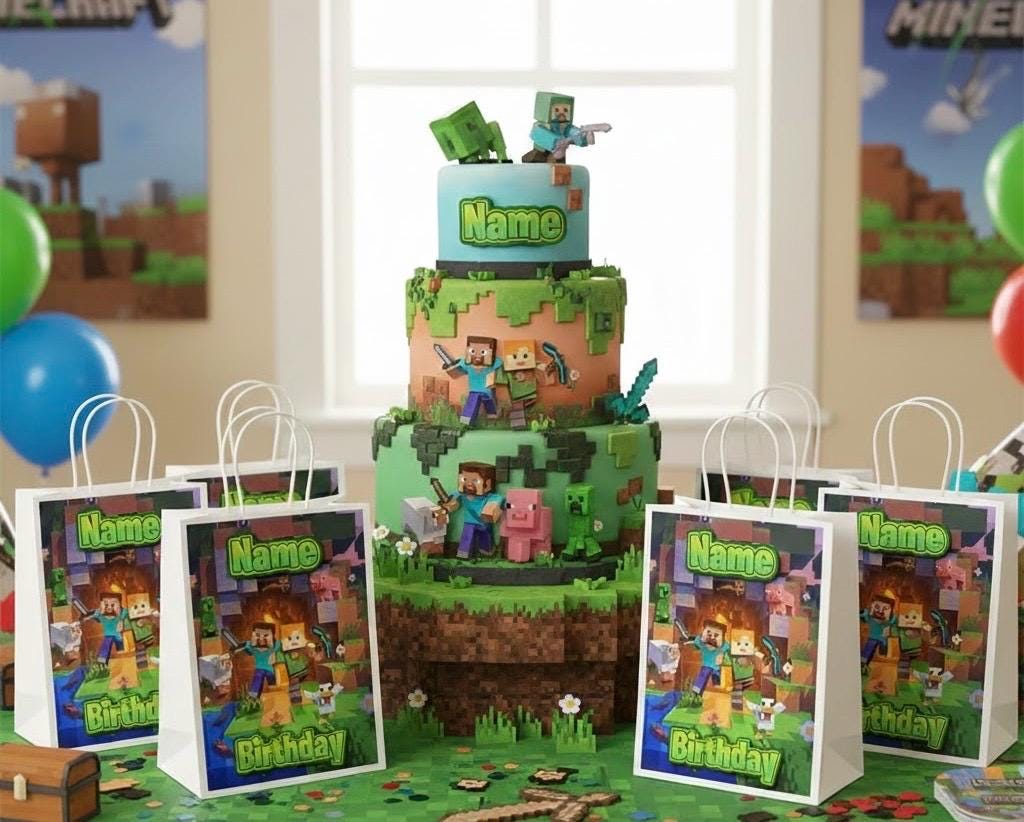 Personalised Small  Video Game  Party Favor Bag – Birthday Theme - Birthday Bag / Game Party Favors Bag