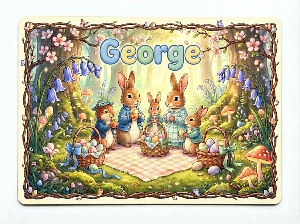 Personalised  Easter  Placemat &  Coaster –Personalised -  Easter Decor   , Kids Tableware – Custom Designs Available