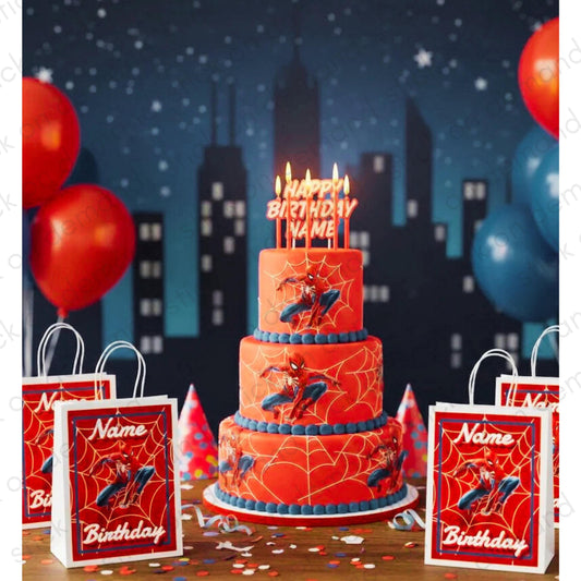 Personalised Small  Spider  Party Favor Bag – Birthday Theme - Birthday Bag / Spider  Party Favors Bag