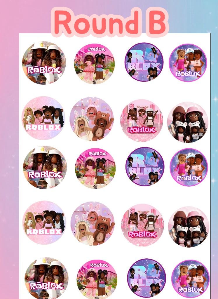 20 Cute Pink Avatar Girls Stickers - Party Favor Kit / blox Style character