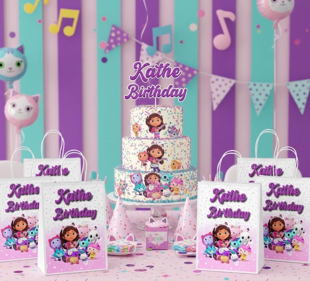 Personalised Small  Gabby’s House   Party Favor Bag – Birthday Theme - Birthday Bag / Gabby’s House  Party Favors Bag