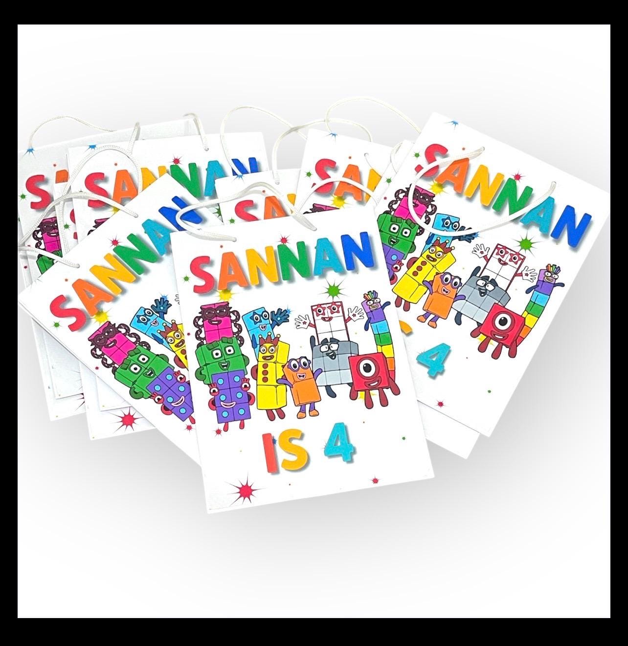 Colorful Number Blocks Party Favor Bags or Complete Kit  - Personalised Kids Birthday Goodie Bags  - Custom Celebration Favors
