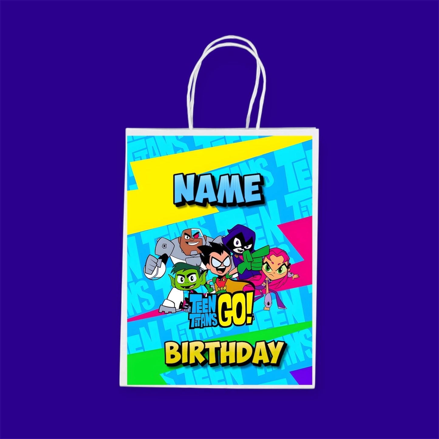 Personalised Small Teen Titans Favor Bag – Birthday Theme - Birthday Bag / Teen Titans  Party Favors Bag