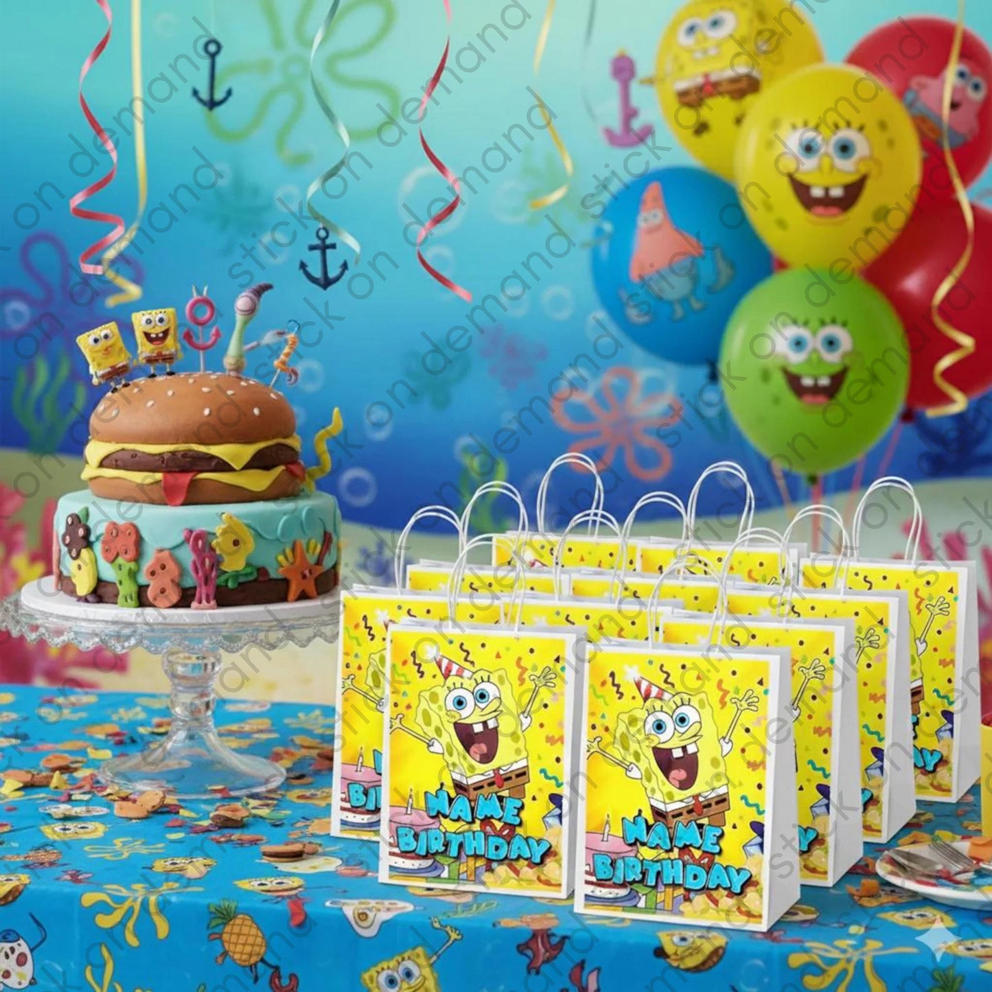 Personalised Small  Cartoon   Party Favor Bag – Birthday Theme - Birthday Bag / Cartoon  Party Favors Bag