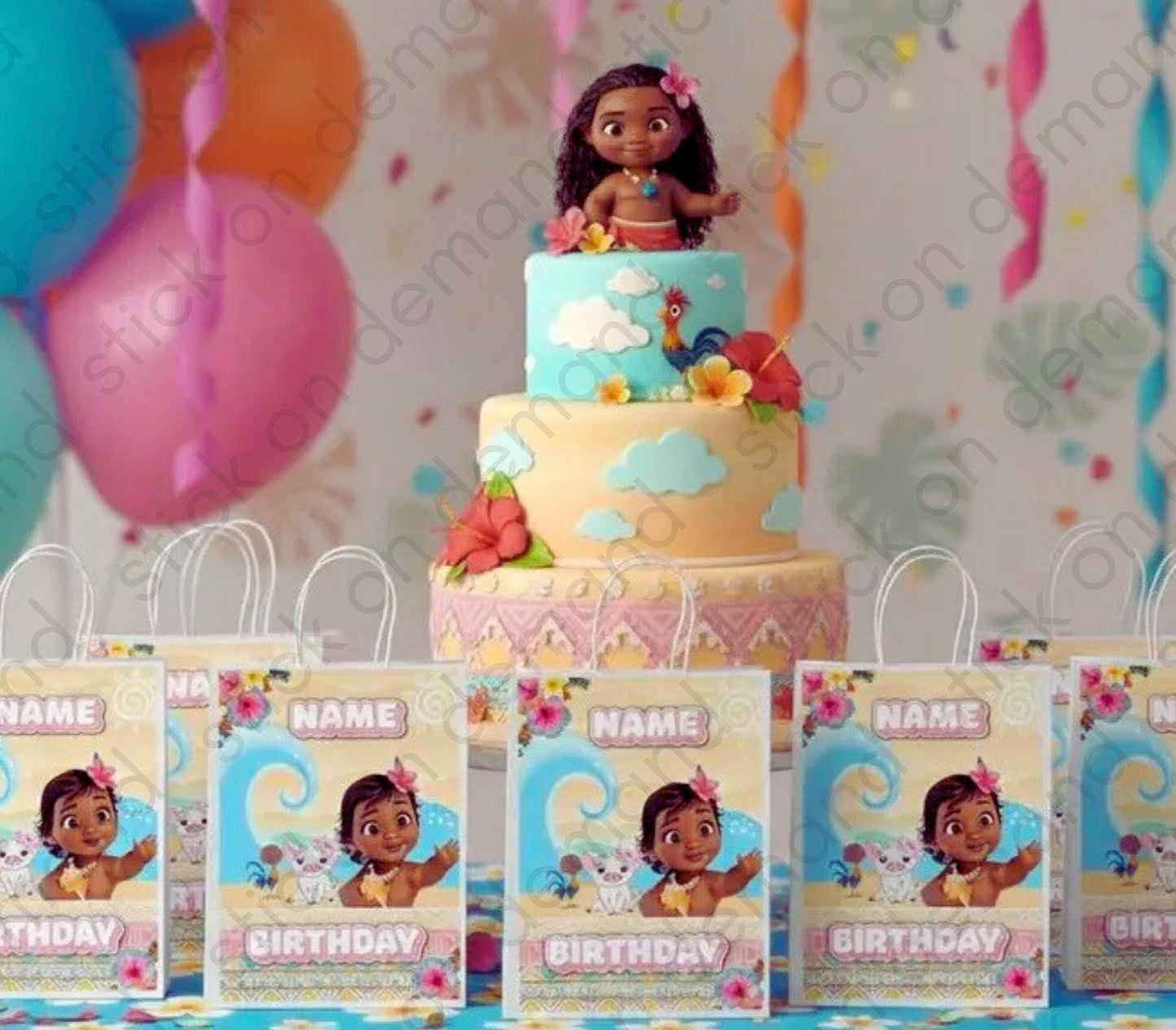 Personalised Small  Moana  Party Favor Bag – Birthday Theme - Birthday Bag / Moana Party Favors Bag- Baby Moana Party