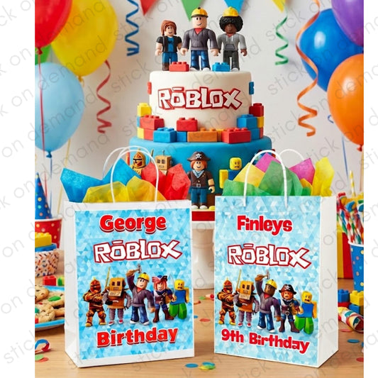 Personalised Small Roblox Party Favor Bag – Birthday Theme - Birthday Bag / Roblox   Party Favors Bag