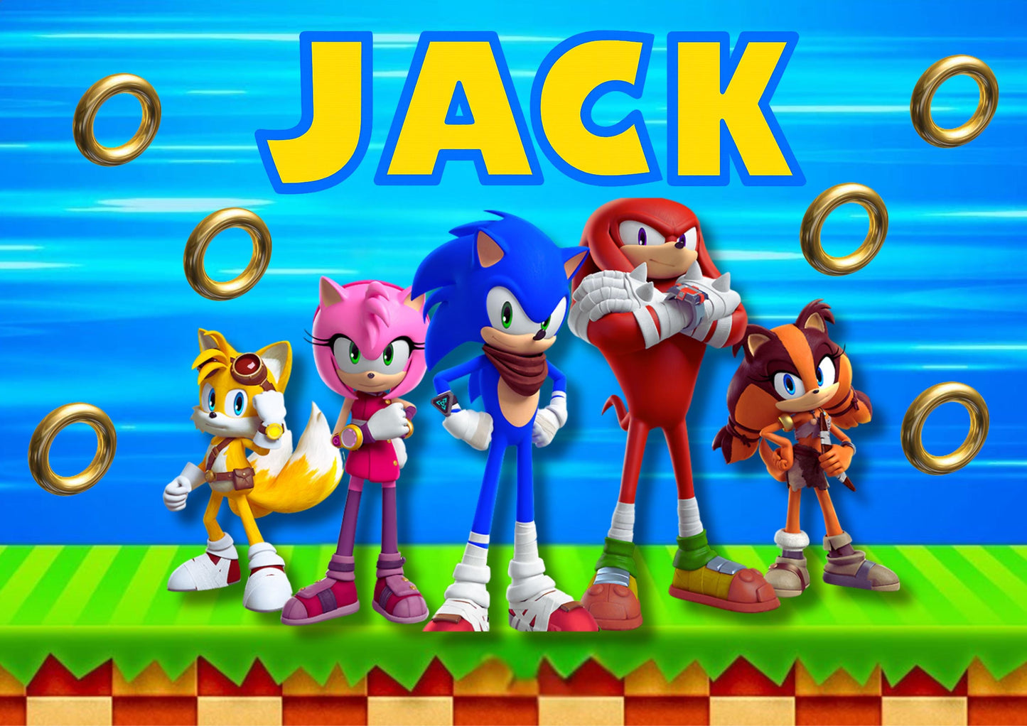 Personalised Sonic A3 Poster / Custom Cartoon with Child’s Name / Printed on Premium Matte Paper