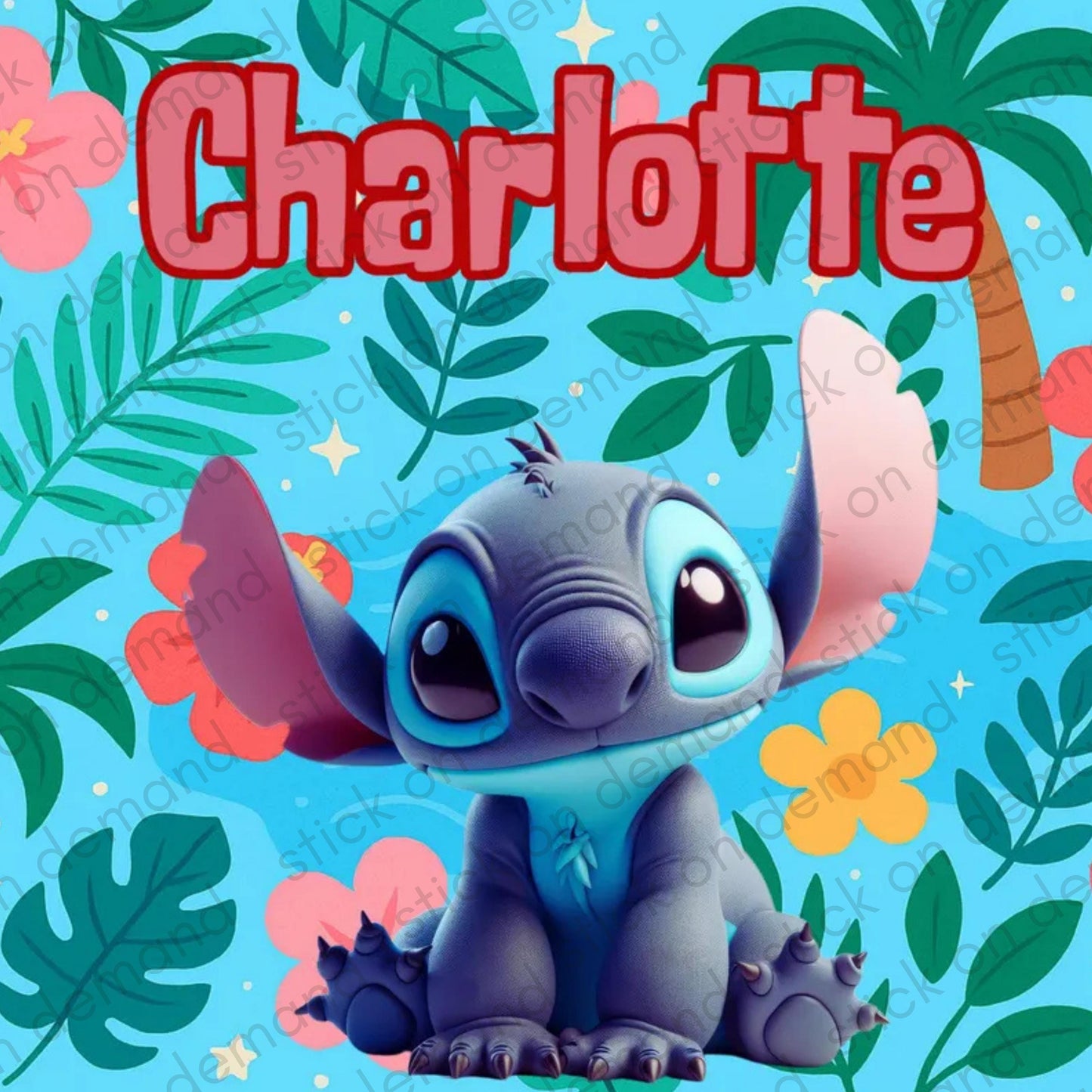 Personalised Stitch   A3 Poster / Custom Cartoon with Child’s Name / Printed on Premium Matte Paper / Frame not Included