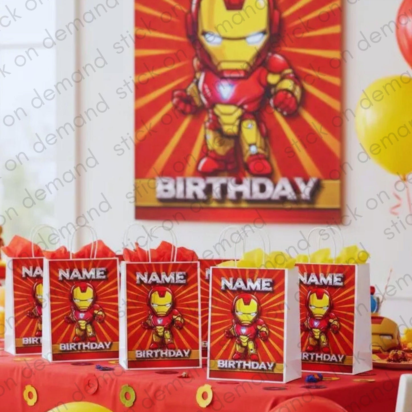Personalised Small Iron Man Party Favor Bag – Birthday Theme - Birthday Bag / Iron Man   Party Favors Bag