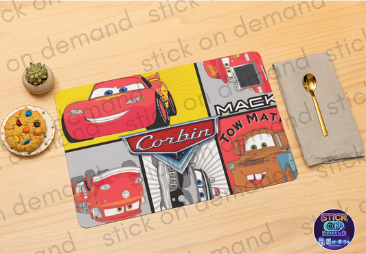 Personalised Cars Placemat & Coaster  - Tableware – Custom Designs Available -