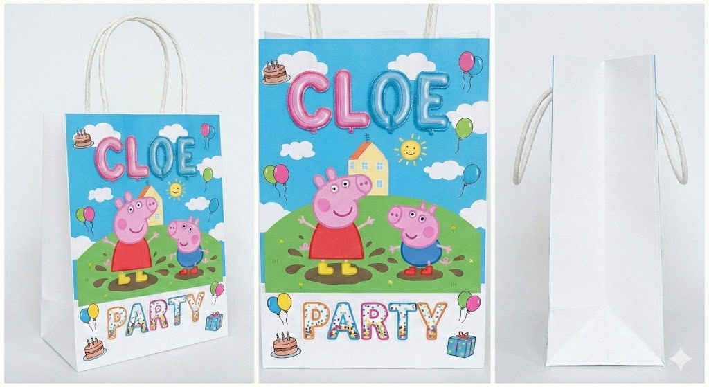 Personalised Small Cute Pig   Party Favor Bag – Birthday Theme - Birthday Bag