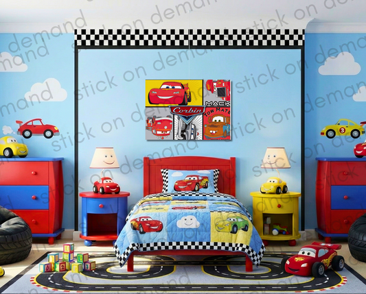 Personalised Cars A3 Poster / Custom Cartoon with Child’s Name / Printed on Premium Matte Paper / Frame not Included