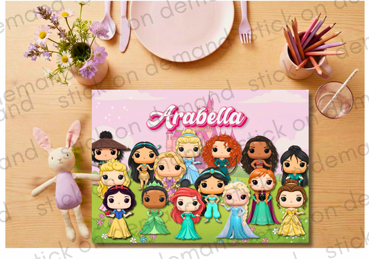 Personalised Placemat & Coaster Princess Tableware – Custom Designs Available -