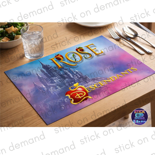 Personalised  Descendants Placemat & Coaster    –Personalised -  Descendants  , Kids Tableware – Custom Designs Available