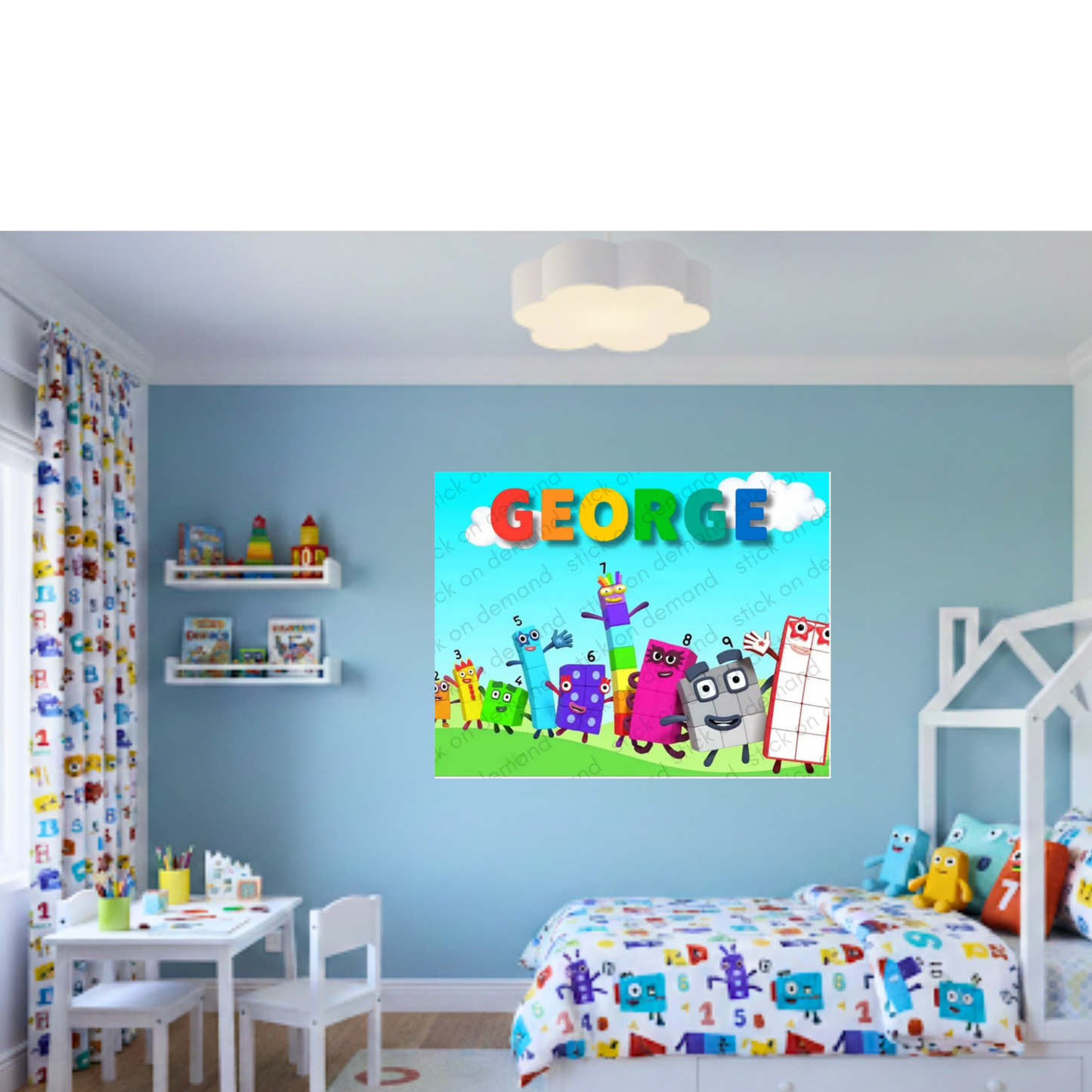 Personalised Numbers Blocks A3  Poster: Custom Cartoon, Child's Name
