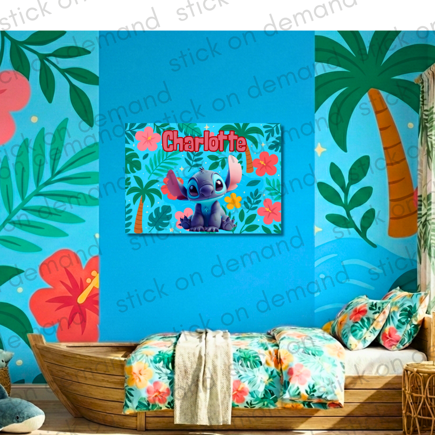 Personalised Stitch   A3 Poster / Custom Cartoon with Child’s Name / Printed on Premium Matte Paper / Frame not Included