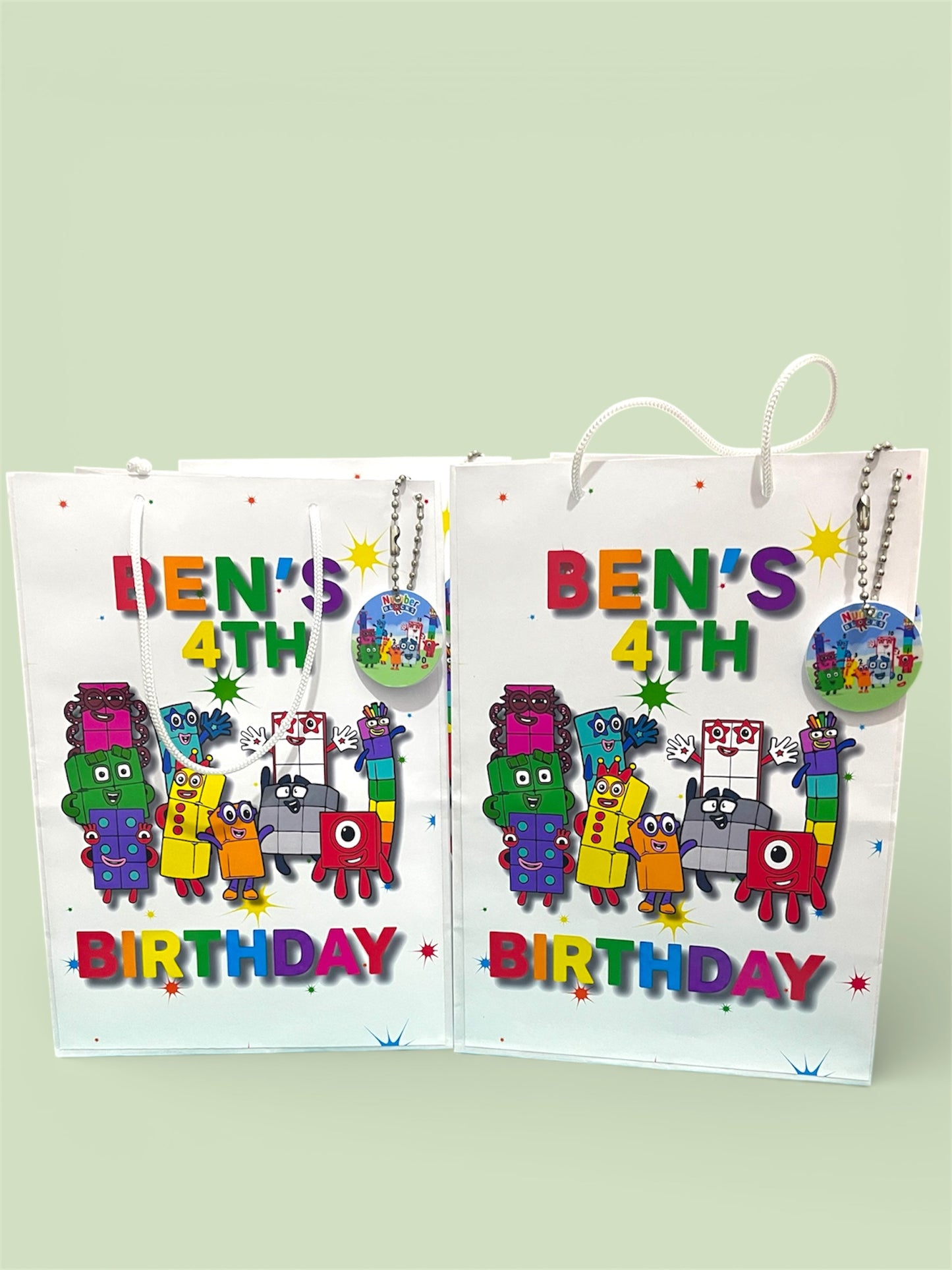 Colorful Number Blocks Party Favor Bags or Complete Kit  - Personalised Kids Birthday Goodie Bags  - Custom Celebration Favors