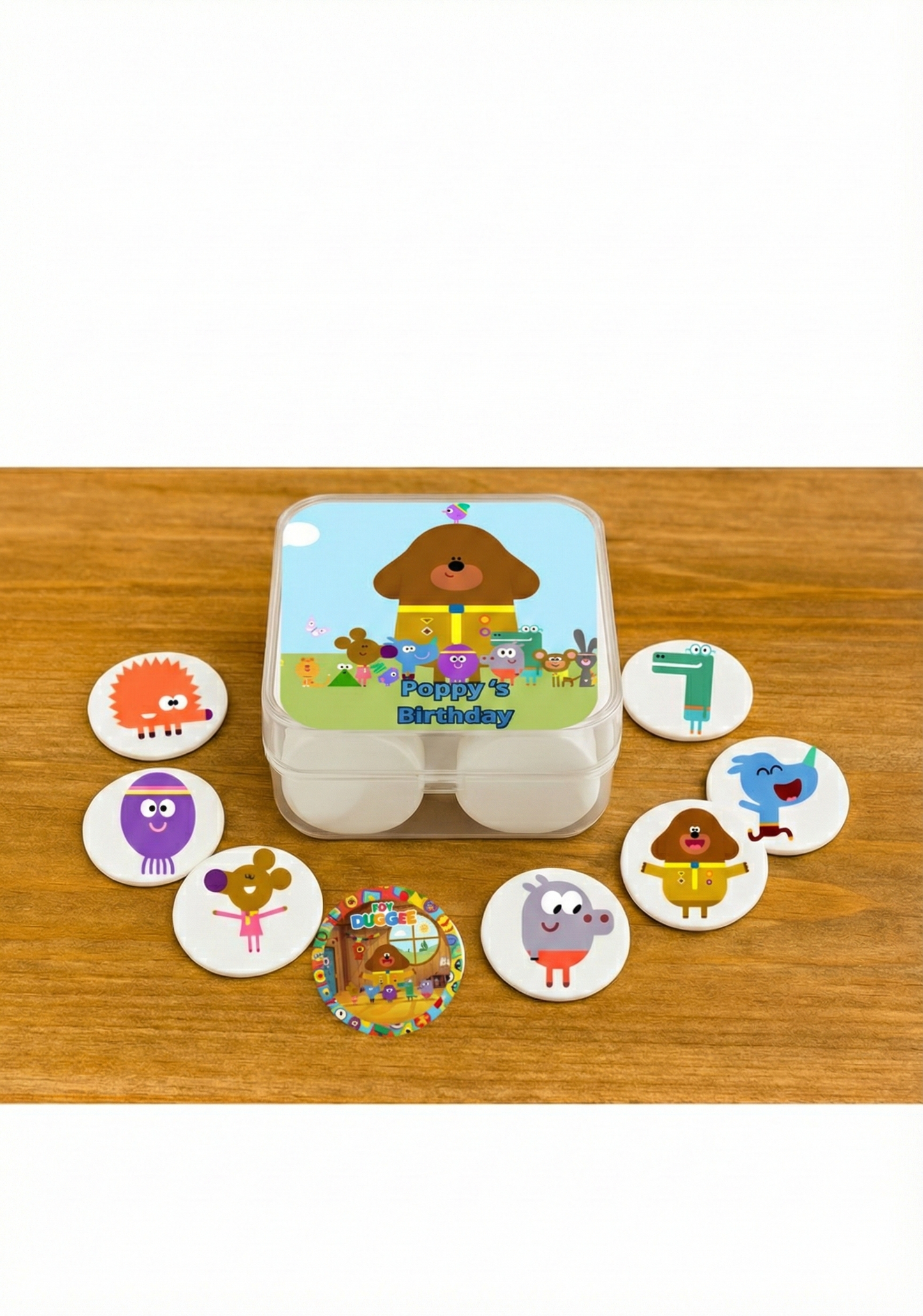Personalised Duggee Memory Game | Kids Party Favors | Custom Birthday Gift Box | 14 Token Set | Educational Toy