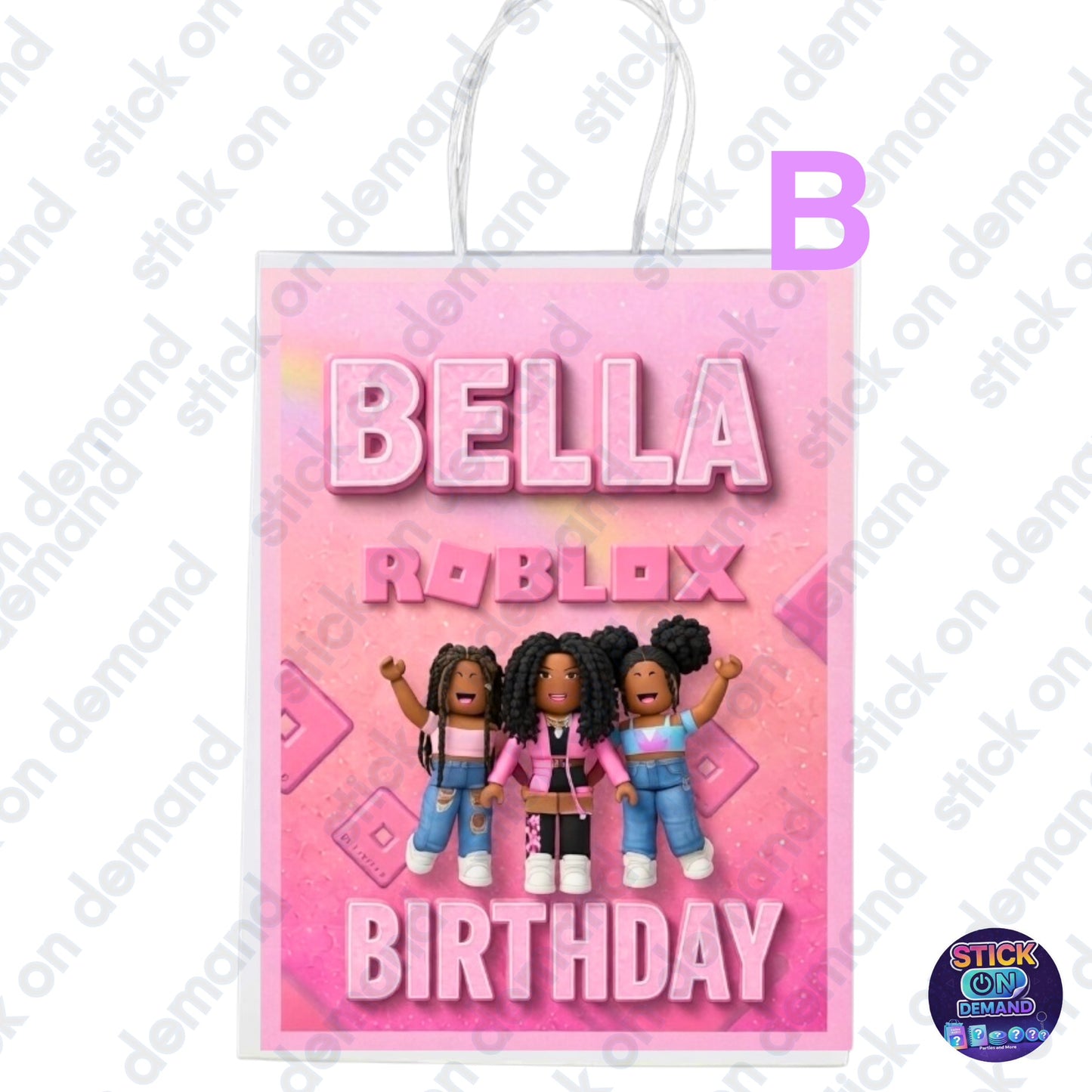 Personalised Small Roblox Girls   Party Favor Bag – Birthday Theme - Birthday Bag