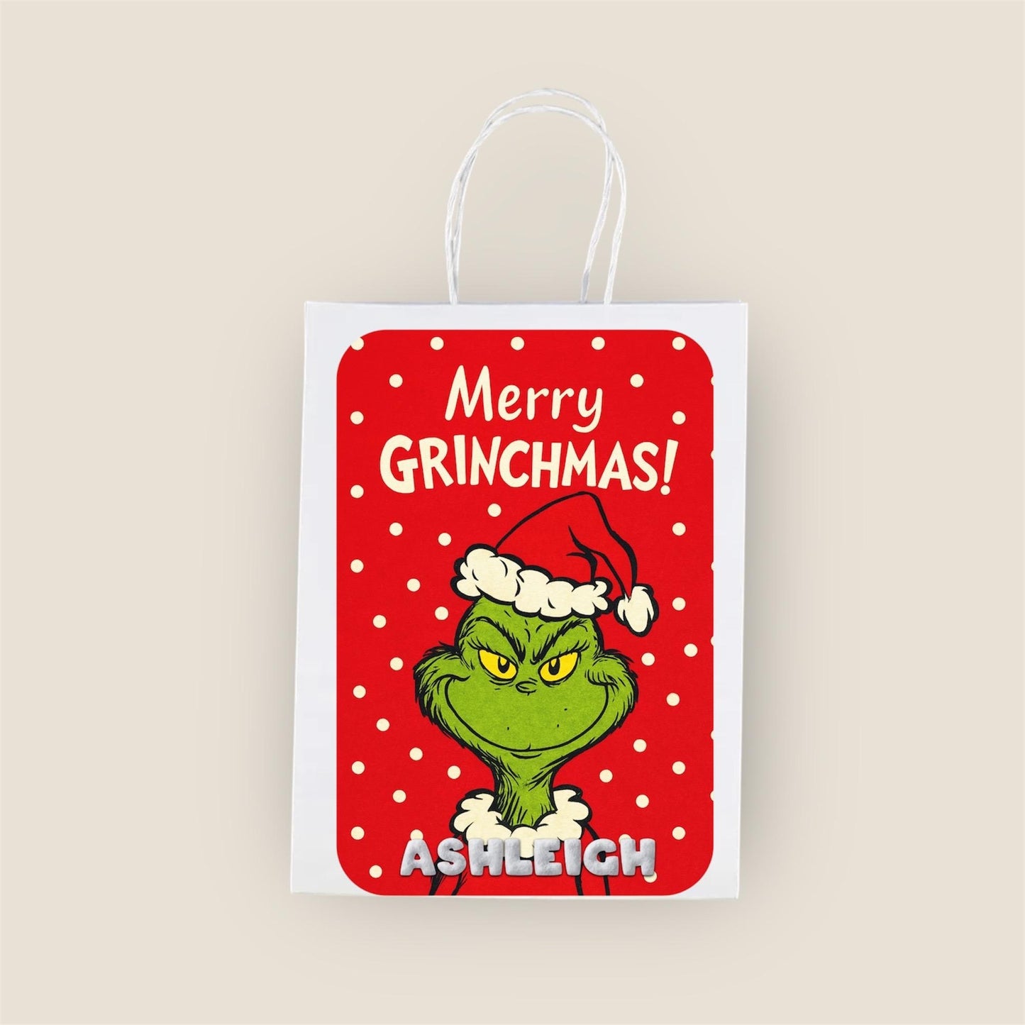 Personalised Small Grinch Christmas Bag – Personalised Name