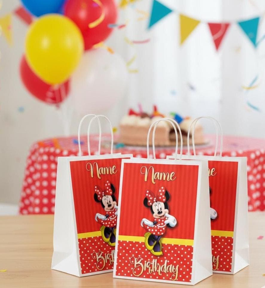 Personalised Small minnie mouse  Party Favor Bag – Birthday Theme - Birthday Bag /  minnie mouse  Party Favors Bag -