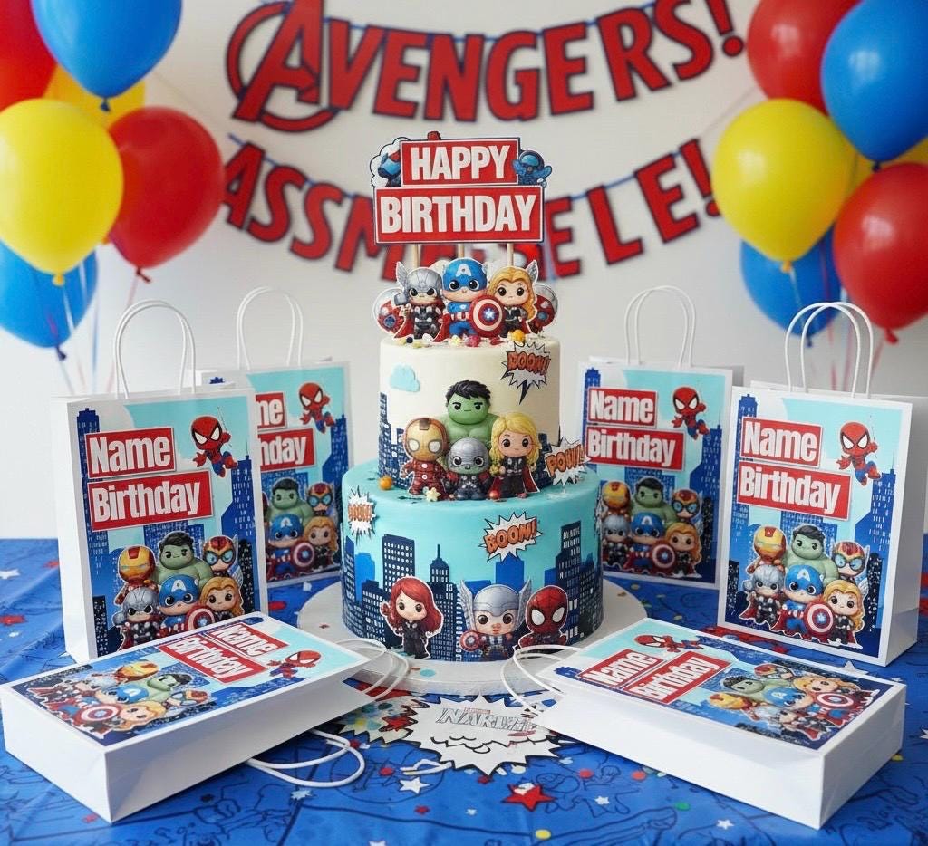 Personalised Small  Superhero  Party Favor Bag – Birthday Theme - Birthday Bag / Superhero  Party Favors Bag