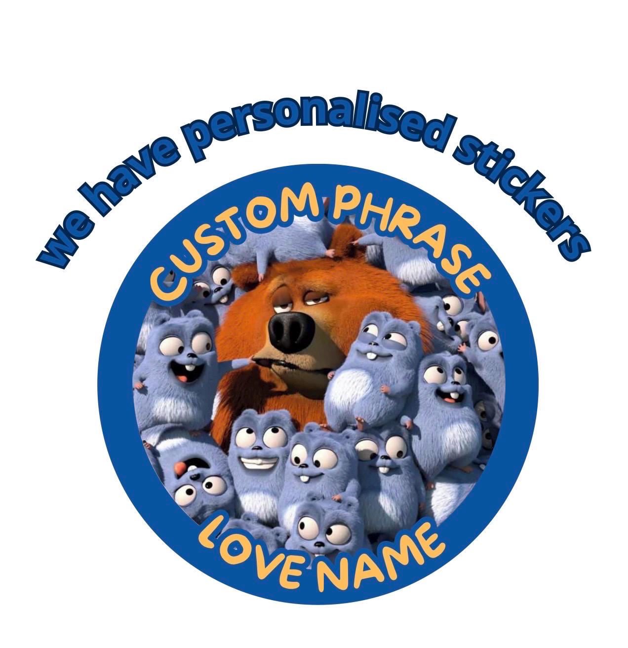 Grizzly  Bear Waterproof Stickers - Lemmings Theme, Gift Kit - Party Kit and more