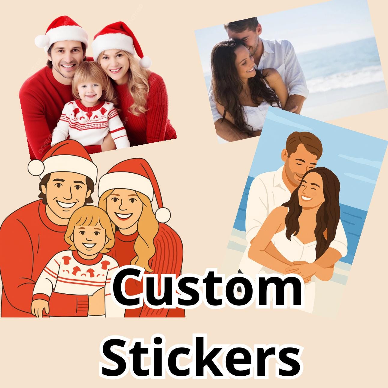 15 Custom Photo Stickers - Personalized Design - One Photo per Order