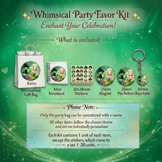 Wicked Keychain Party Favor  — Cute Birthday Favour, Bulk Kids Party Gifts,   Wicked Party - Party Favor - Wicked