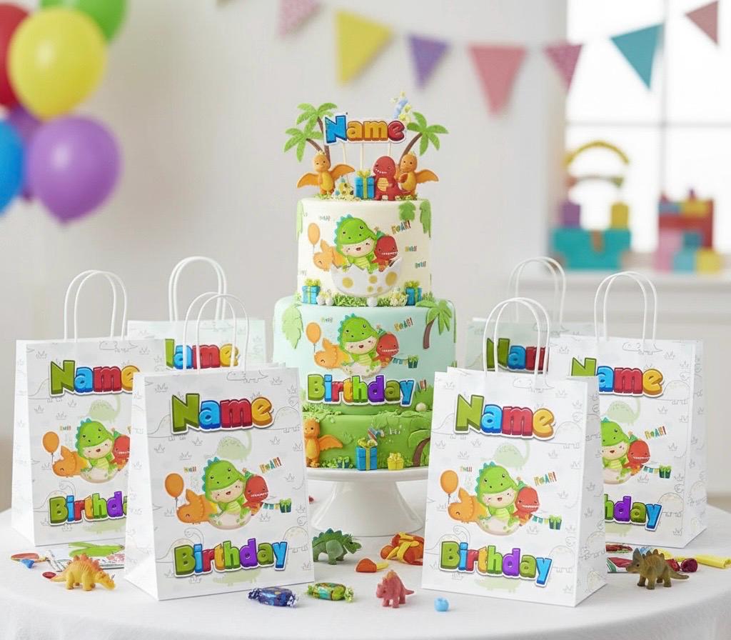 Personalised Small DINOSAURS Party Favor Bag – Birthday Theme - Birthday Bag /  DINOSAURS  Party Favors Bag
