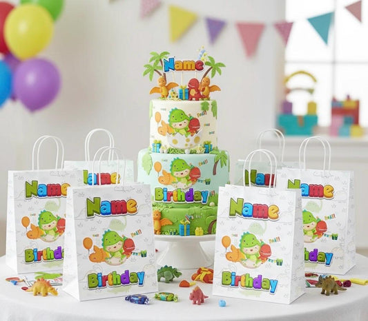 Personalised Small DINOSAURS Party Favor Bag – Birthday Theme - Birthday Bag /  DINOSAURS  Party Favors Bag